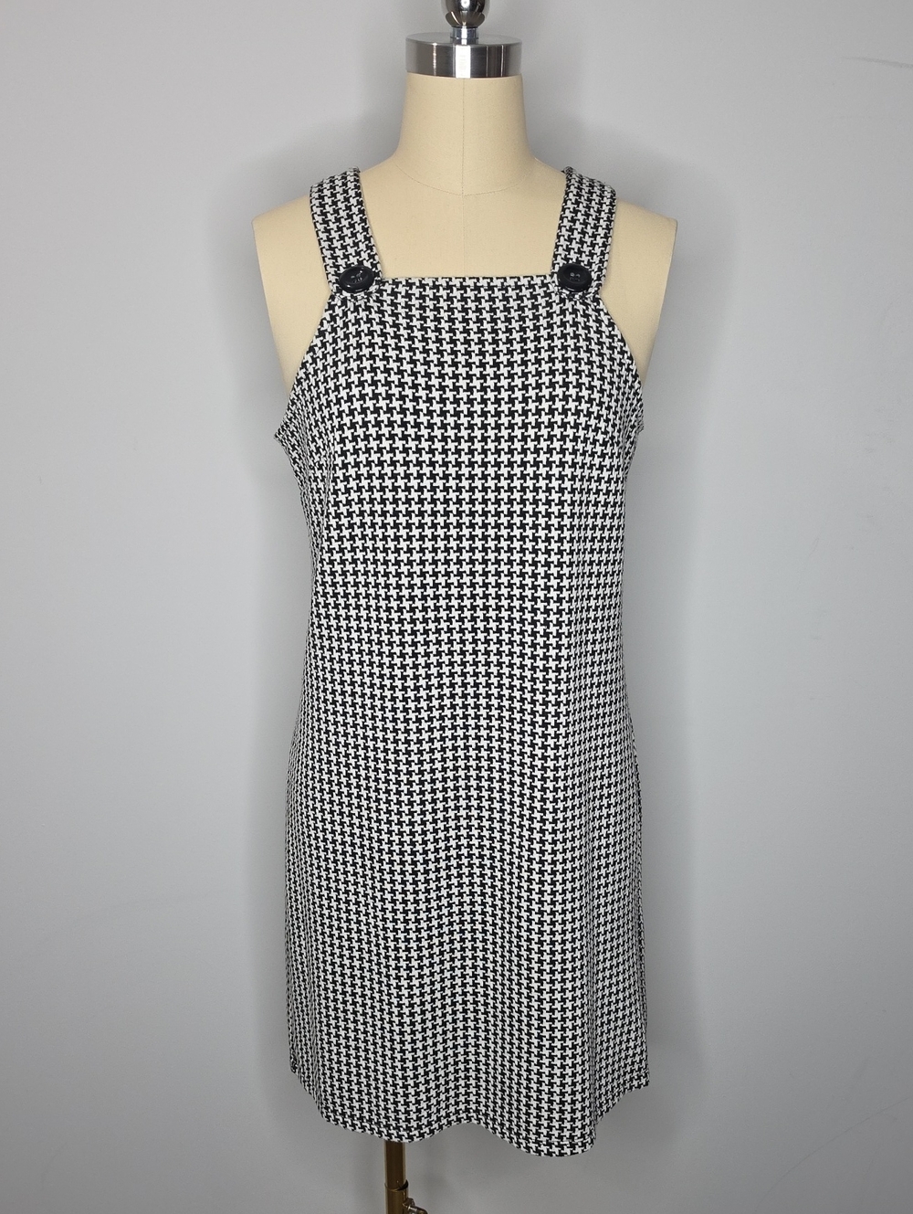 Tu Clothing Pinafore Dress Size 10 Black & White Houndstooth